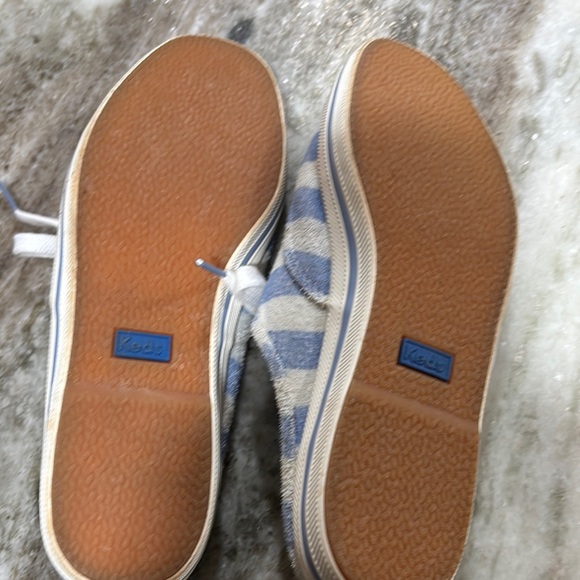 Striped Blue and White Kids Sneakers - Picture 3 of 5